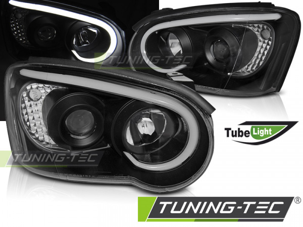 LED Tagfahrlicht Design Scheinwerfer für Subaru Impreza 2 Facelift (GD) 03-05 schwarz
